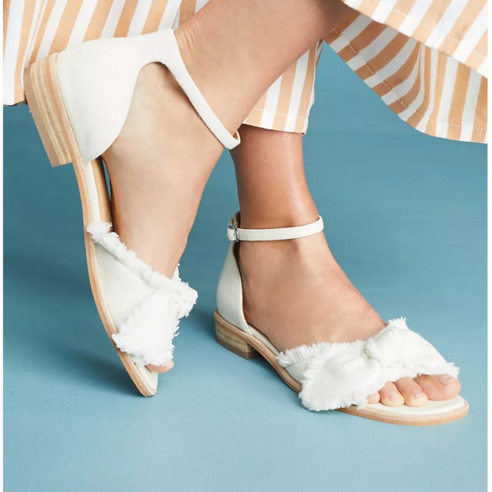 Bill Blass Cotton Bow Flat Sandals